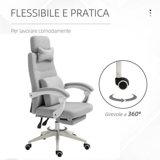 Sedia Da Ufficio Ergonomica Aosom Poggiapiedi