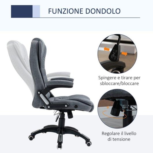Sedia Da Ufficio Aosom Ergonomica Reclinabile 130 deg