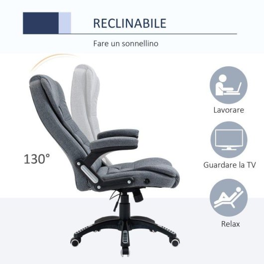 Sedia Da Ufficio Aosom Ergonomica Reclinabile 130 deg