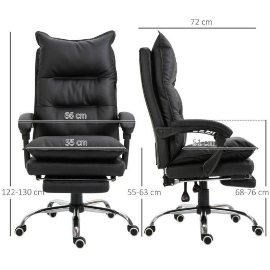 Sedia Ufficio Ergonomica Reclinabile Aosom 155 deg Poggiapiedi