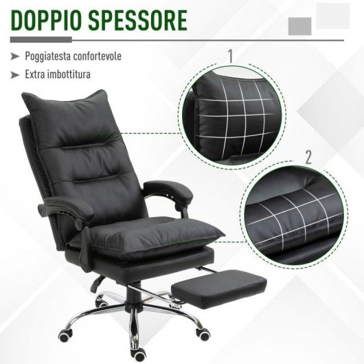 Sedia Ufficio Ergonomica Reclinabile Aosom 155 deg Poggiapiedi