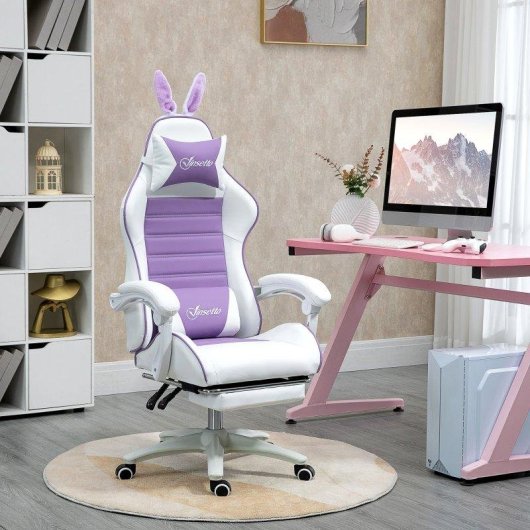 Sedia Gaming Aosom Orecchie Coniglio Viola
