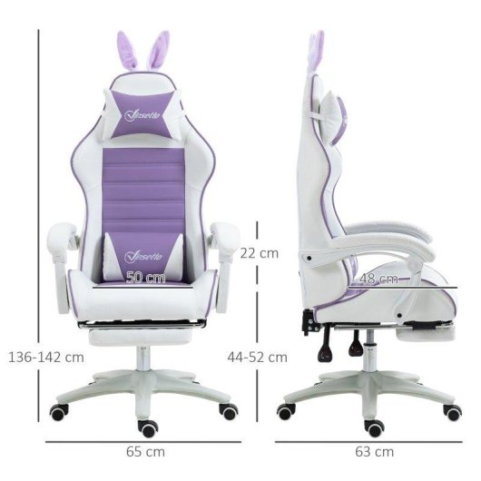 Sedia Gaming Aosom Orecchie Coniglio Viola