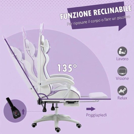 Sedia Gaming Aosom Orecchie Coniglio Viola