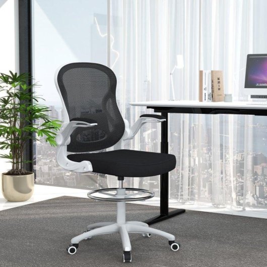Sedia da Ufficio Ergonomica Aosom Tessuto Traspirante Altezza Regolabile