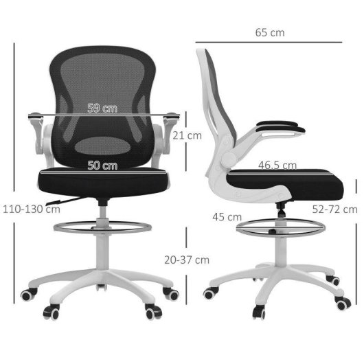 Sedia da Ufficio Ergonomica Aosom Tessuto Traspirante Altezza Regolabile