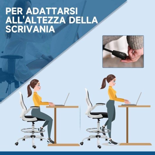 Sedia da Ufficio Ergonomica Aosom Tessuto Traspirante Altezza Regolabile