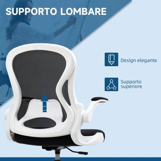 Sedia da Ufficio Ergonomica Aosom Tessuto Traspirante Altezza Regolabile