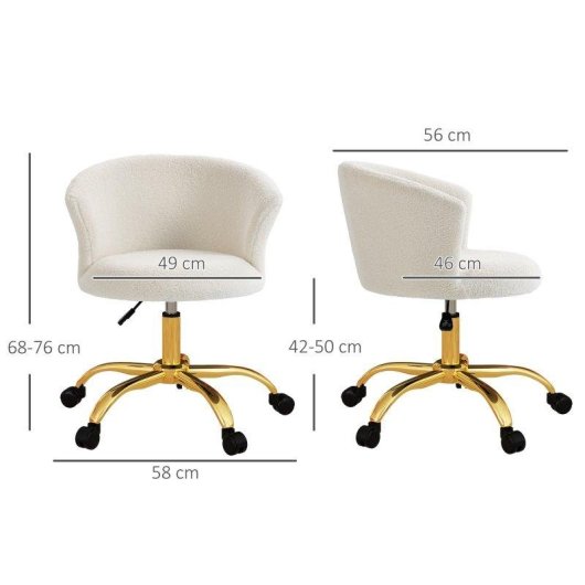 Sedia Da Ufficio Regolabile In Altezza Con Seduta Girevole Velvet Teddy B/I
