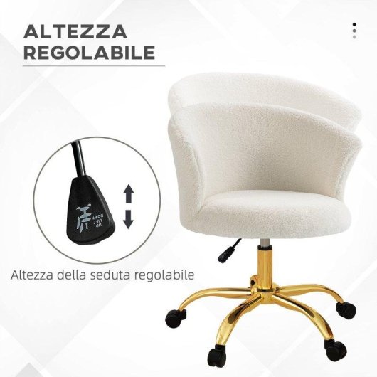 Sedia Da Ufficio Regolabile In Altezza Con Seduta Girevole Velvet Teddy B/I