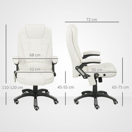 Sedia Da Ufficio Reclinabile Massaggiante Aosom Telecontrollo Lin Creme