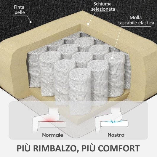 Sedia da ufficio reclinabile con poggiapiedi PU pelle Aosom