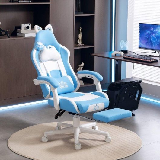 Sedia Da Gaming Aosom Reclinabile Poggiapiedi