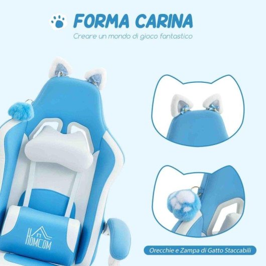 Sedia Da Gaming Aosom Reclinabile Poggiapiedi