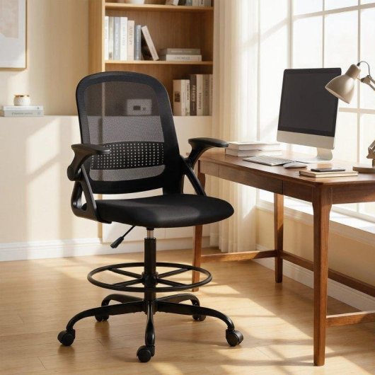 Sedia da Ufficio Ergonomica Aosom con sostegno lombare e poggiapiedi