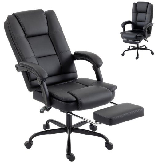 Sedia Da Ufficio Ergonomica Aosom Reclinabile 150 Gradi Poggiapiedi