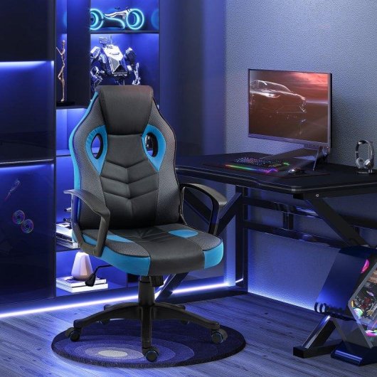 Sedia Gaming Aosom Poltrona Ufficio Ruote Similpel