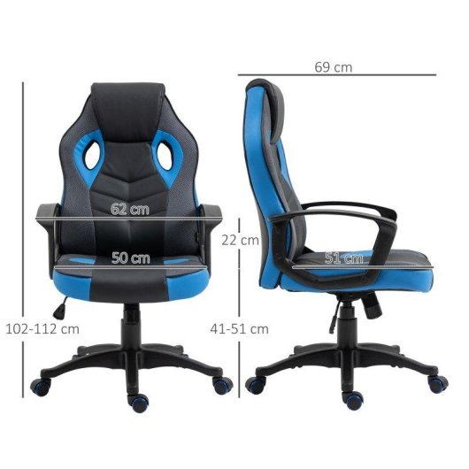 Sedia Gaming Aosom Poltrona Ufficio Ruote Similpel