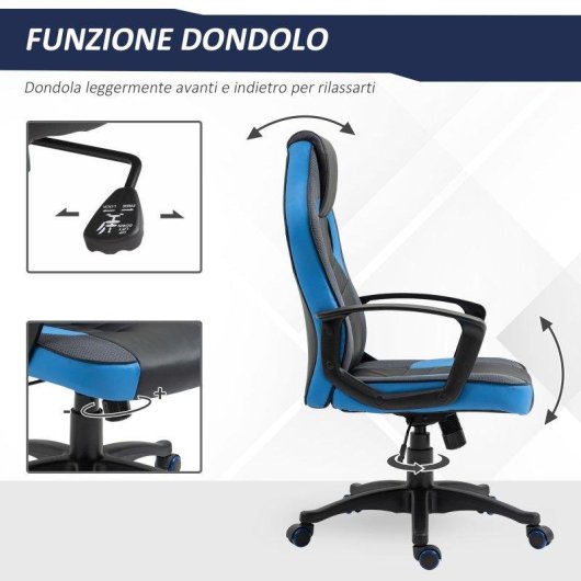 Sedia Gaming Aosom Poltrona Ufficio Ruote Similpel