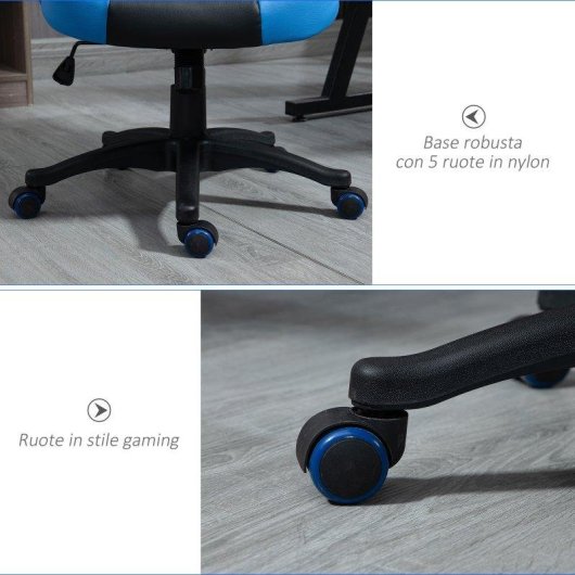 Sedia Gaming Aosom Poltrona Ufficio Ruote Similpel