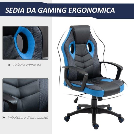 Sedia Gaming Aosom Poltrona Ufficio Ruote Similpel