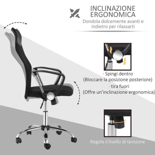 Sedia Ergonomica da Ufficio girevole con ruote schienale a rete