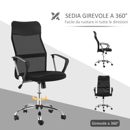 Sedia Ergonomica da Ufficio girevole con ruote schienale a rete