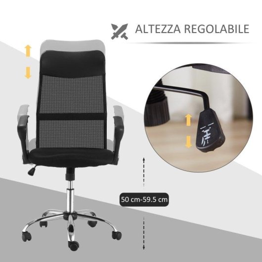 Sedia Ergonomica da Ufficio girevole con ruote schienale a rete