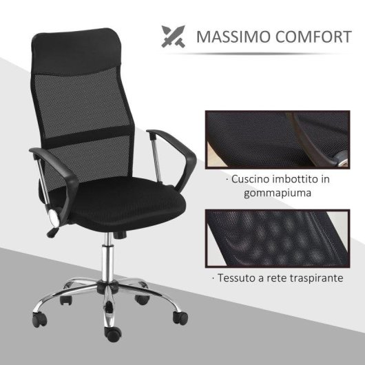 Sedia Ergonomica da Ufficio girevole con ruote schienale a rete