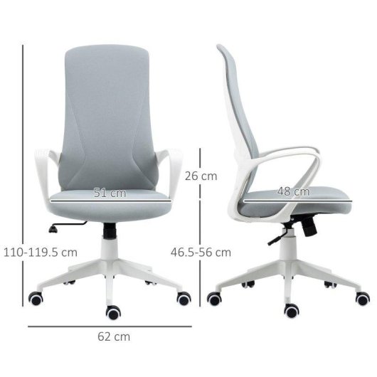 Sedia Da Ufficio Ergonomica Aosom Altezza Regolabile Inclinazione 62x56x110-119,5 Cm