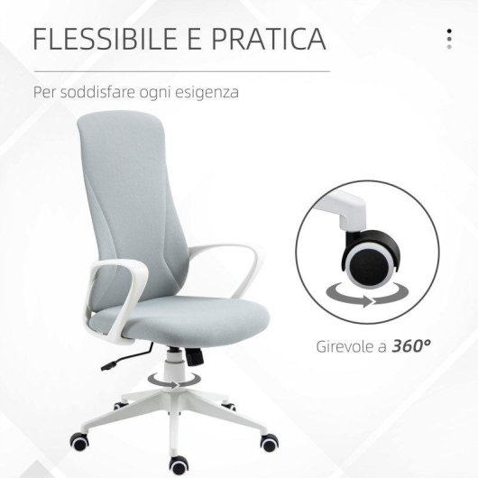 Sedia Da Ufficio Ergonomica Aosom Altezza Regolabile Inclinazione 62x56x110-119,5 Cm
