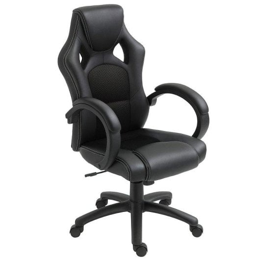 Sedia Gaming Aosom regolabile con funzione dondolo e ruote nera