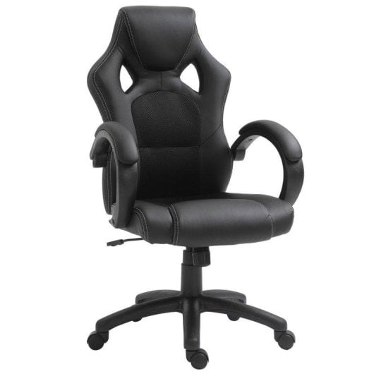 Sedia Gaming Aosom regolabile con funzione dondolo e ruote nera