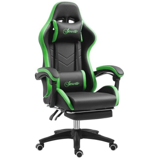 Sedia Gaming Aosom Altezza Regolabile Schienale Reclinabile 65x65x121-129 cm