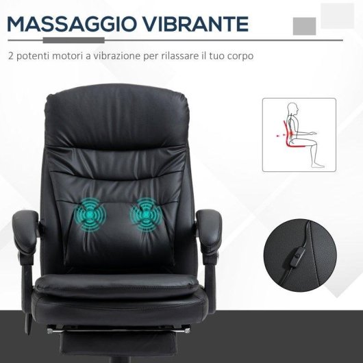 Sedia Da Ufficio Massaggiante Aosom 64x69x107-115cm Nero