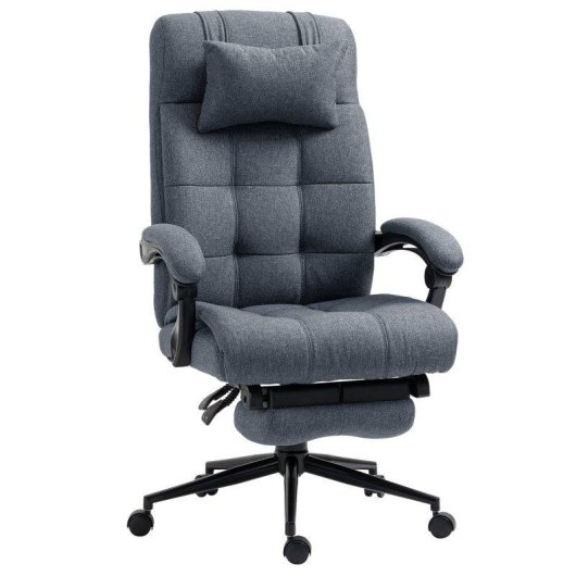 Sedia da Ufficio Ergonomica Aosom Reclinabile 66x76x112-120cm Grigio