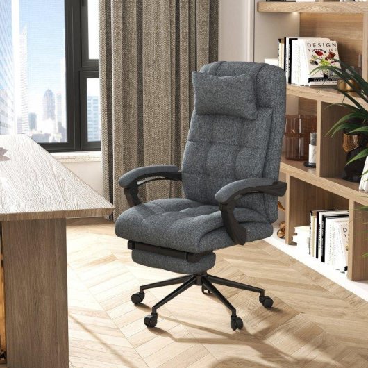 Sedia da Ufficio Ergonomica Aosom Reclinabile 66x76x112-120cm Grigio