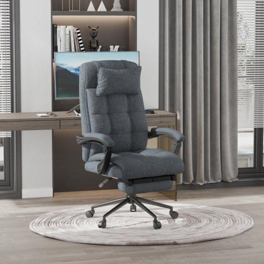 Sedia da Ufficio Ergonomica Aosom Reclinabile 66x76x112-120cm Grigio