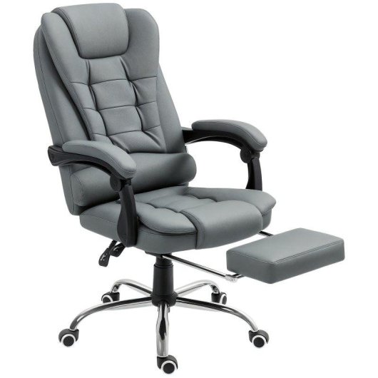 Sedia Da Ufficio Ergonomica Aosom 145 deg Poggiapiedi Grigio