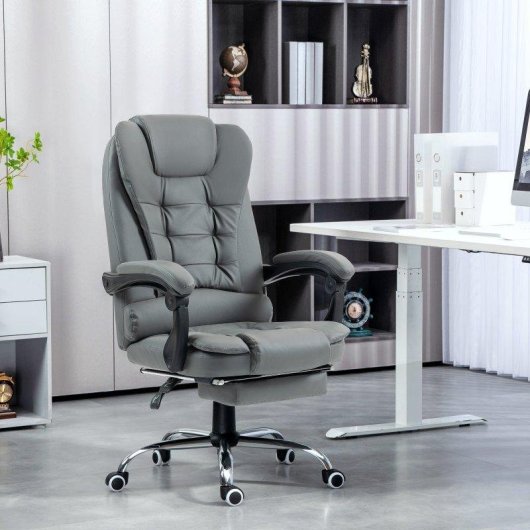 Sedia Da Ufficio Ergonomica Aosom 145 deg Poggiapiedi Grigio
