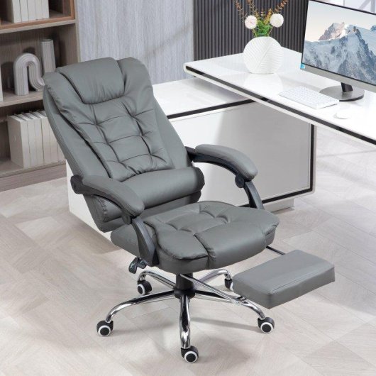 Sedia Da Ufficio Ergonomica Aosom 145 deg Poggiapiedi Grigio