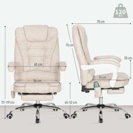 Sedia Da Ufficio Massaggiante Aosom Crema Telecontrollo