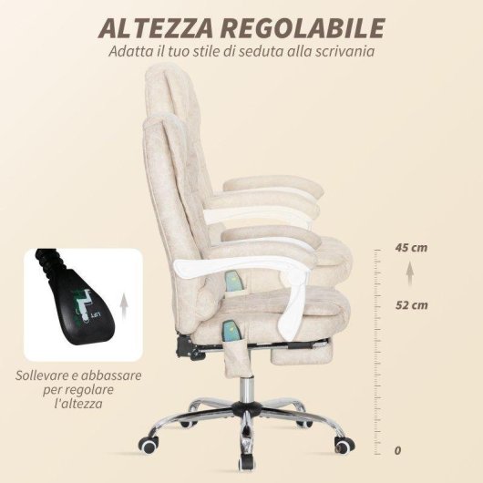 Sedia Da Ufficio Massaggiante Aosom Crema Telecontrollo