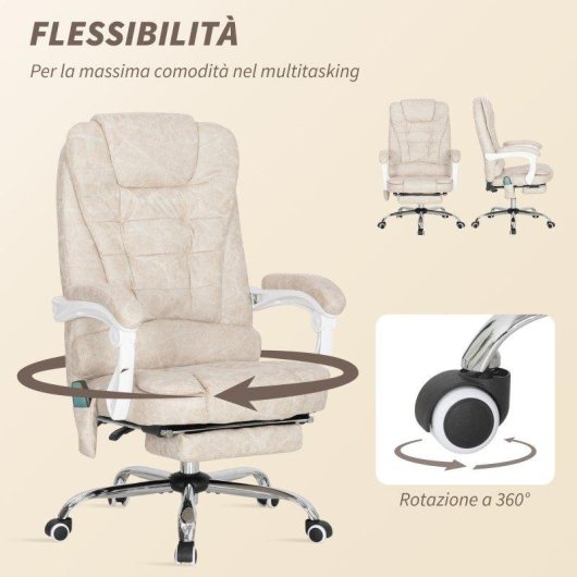 Sedia Da Ufficio Massaggiante Aosom Crema Telecontrollo