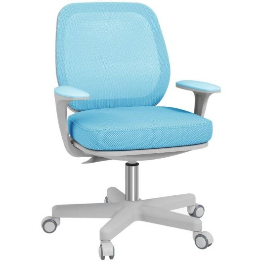 Sedia Da Ufficio Ergonomica Aosom Azzurra Altezza Regolabile 5 Ruote