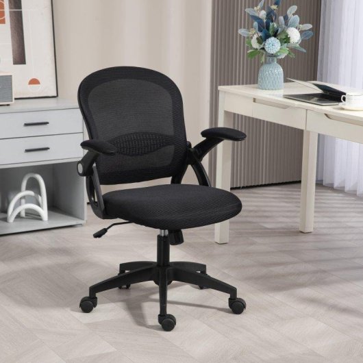 Sedia da ufficio Aosom ergonomica con schienale a rete regolabile nera