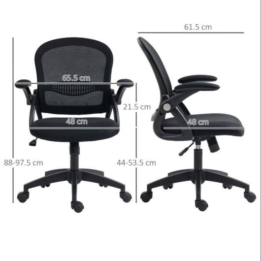 Sedia da ufficio Aosom ergonomica con schienale a rete regolabile nera