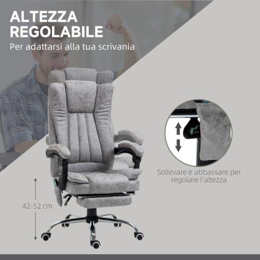 Sedia da ufficio massaggiante riscaldante Aosom regolabile con poggiapiedi