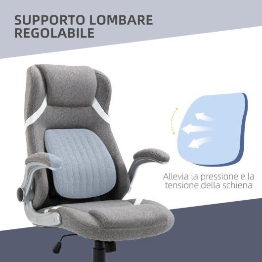 Sedia da ufficio Aosom reclinabile tessuto traspirante acciaio altezza regolabile