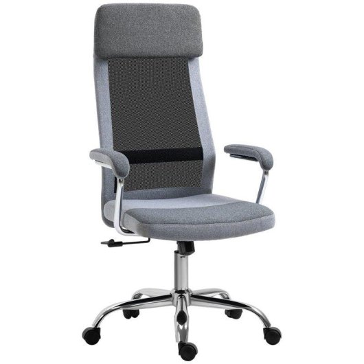 Sedia da Ufficio Ergonomica Aosom 65x67x119-129 cm Grigio